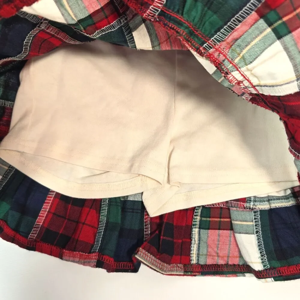 Gymboree Girls Size 6 Christmas Holiday Sweater Plaid Skirt Outfit 2 Pc Green